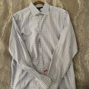 Banana Republic Light Blue Checkered Dress Shirt